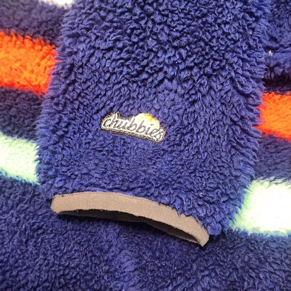 Chubbies M Hoodie Sherpa Sweatshirt Blue Fleece Kangaroo Pullover Stripes - Picture 5 of 5